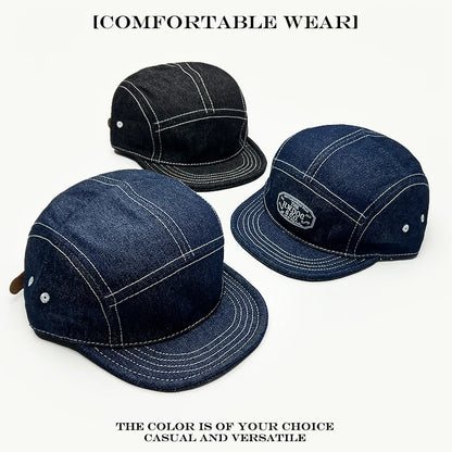 5-Panel Flat Brim Cap – Retro Hip-Hop Street Style Hat for Men & Women