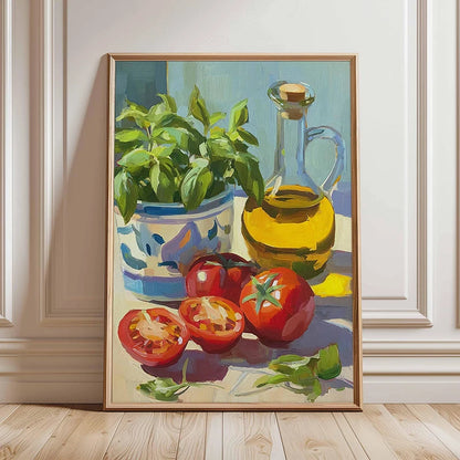 Rustic Kitchen Still Life Poster Vintage Bread Art Print Canvas Oil Painting Style Wall Picture