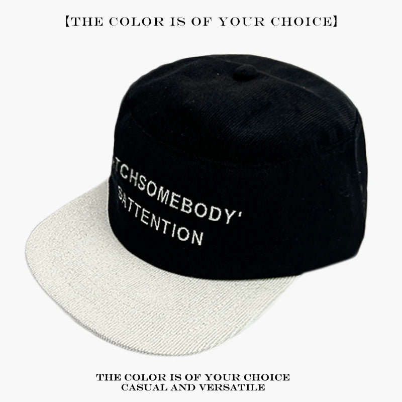 Retro Flat Brim Baseball Cap – Letter Embroidery Unisex Hat