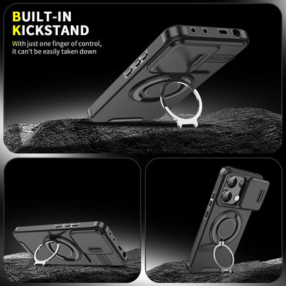 Magnetic Ring Stand Case for Redmi Note 13 Pro 5G 4G | Slide Camera Cover