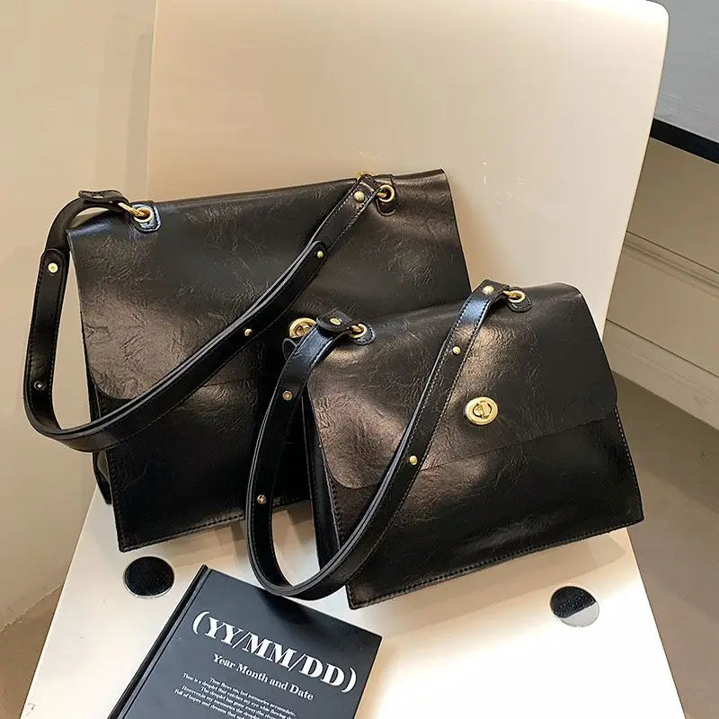 Vintage Coffee Shoulder Bag Women Preppy Style