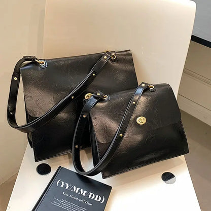 Vintage Coffee Shoulder Bag Women Preppy Style
