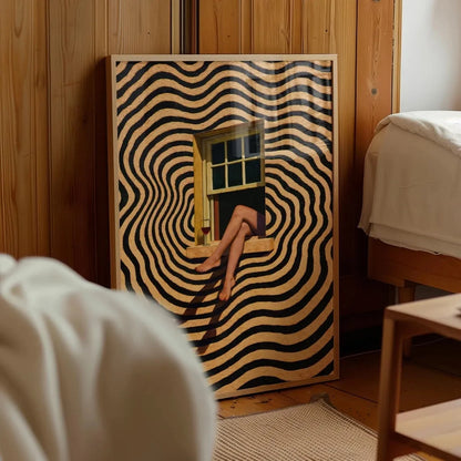 Surreal Woman Legs Window Canvas Poster – Abstract Wall Art