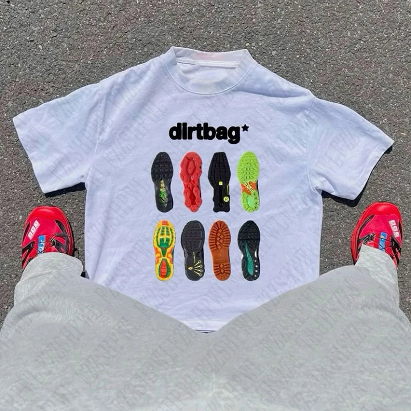 Dirtbag Sneaker Sole Graphic T-Shirt – Men's Y2K Streetwear Cotton Tee