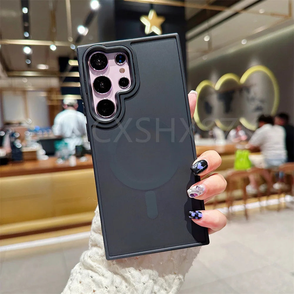 Samsung Magnetic Matte Phone Case – S22 S23 S24 S25 MagSafe