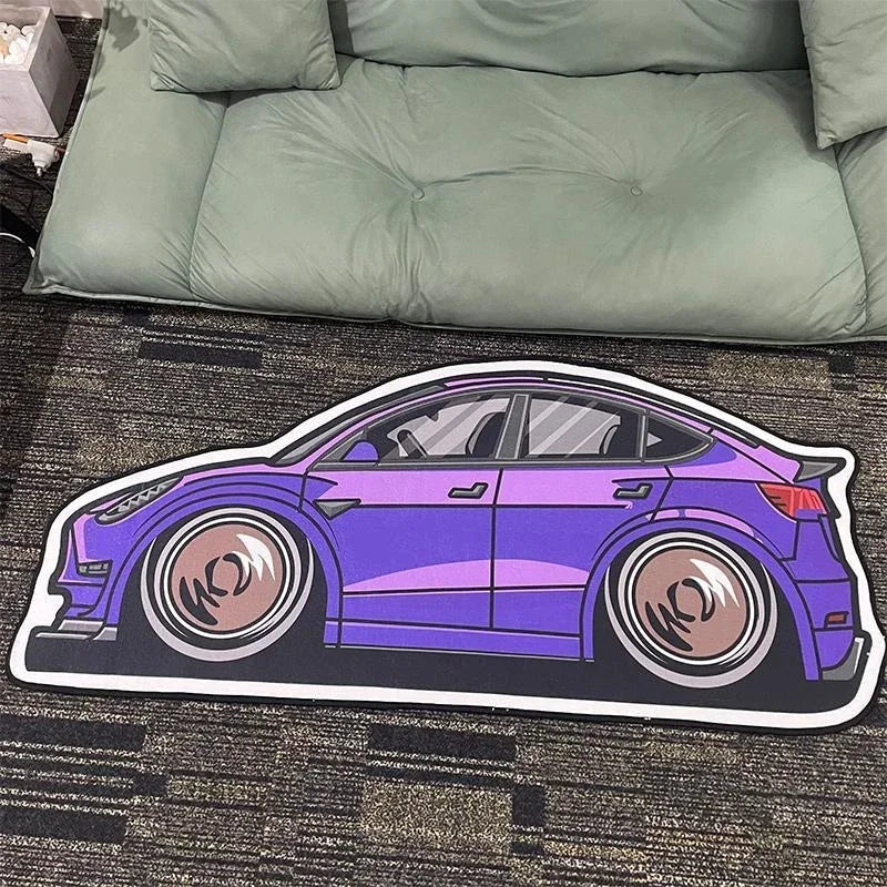 JDM Car Shaped Rug – Non-Slip Decorative Floor Mat for Bedroom & Living Room