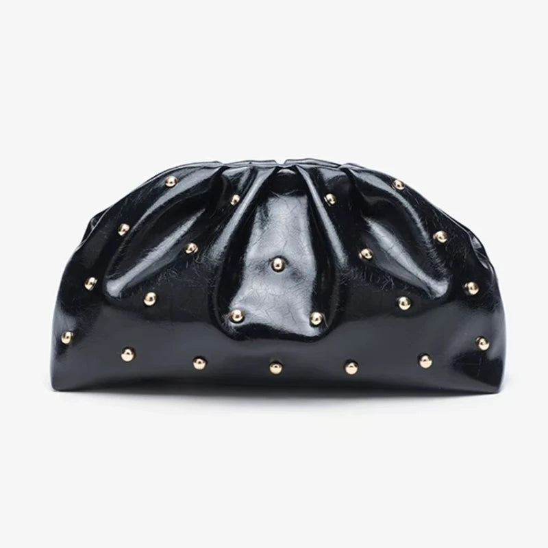 Rivet Cloud Clutch Bag for Women – Glossy Pouch Handbag