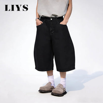 Baggy Black Denim Shorts – Wide Leg Unisex Streetwear