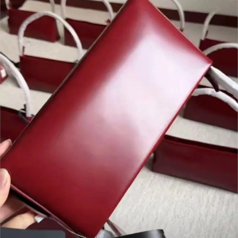Retro Red Underarm Bag Women Simple Leather Large Capacity