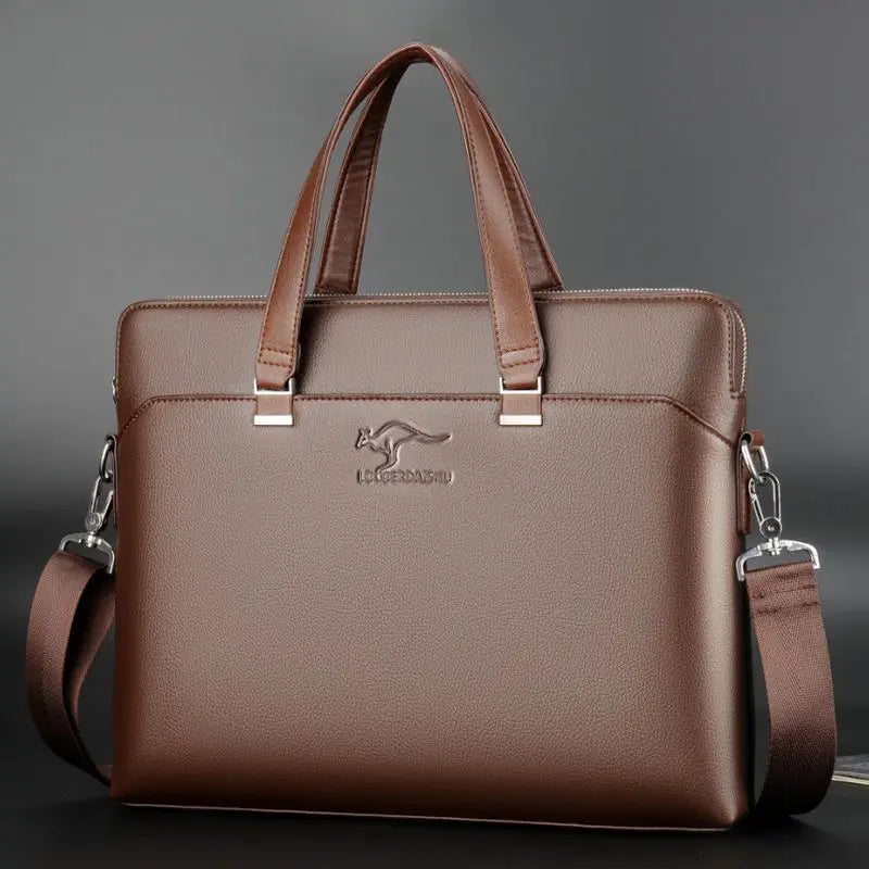 Men's PU Leather Briefcase Laptop Shoulder Messenger Bag