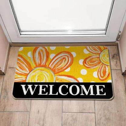 Sunflower Welcome Doormat – Spring Summer Floral Front Door Mat