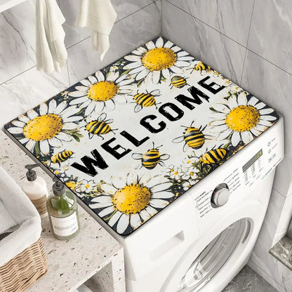 Washing Machine Cover Mat – Boho Moroccan Tile Absorbent Pad