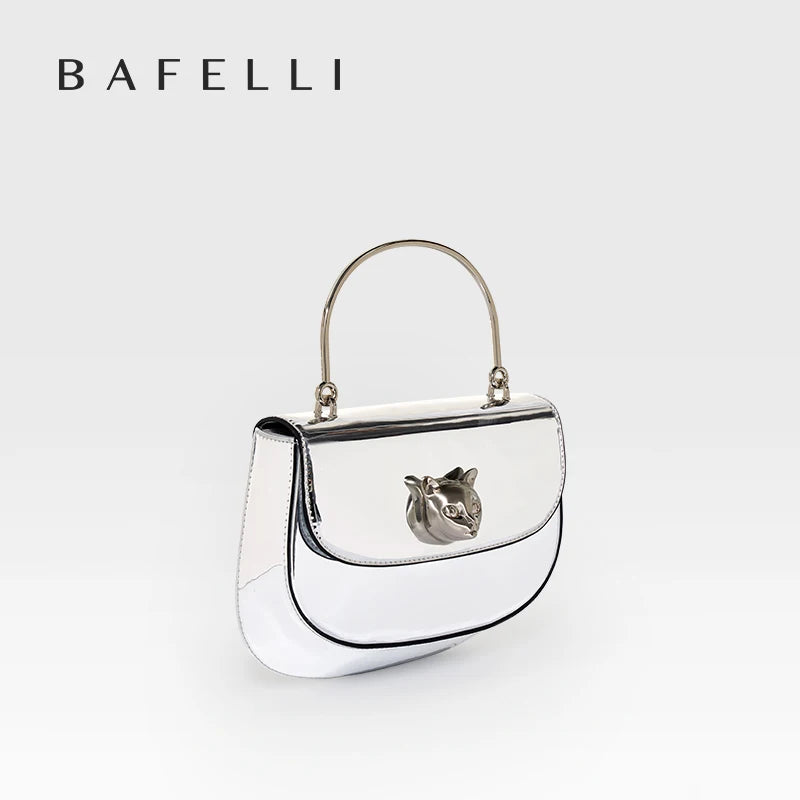 Crossbody Leather Handbag with Cat Clasp – Evening Bag