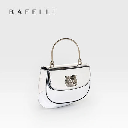 Crossbody Leather Handbag with Cat Clasp – Evening Bag