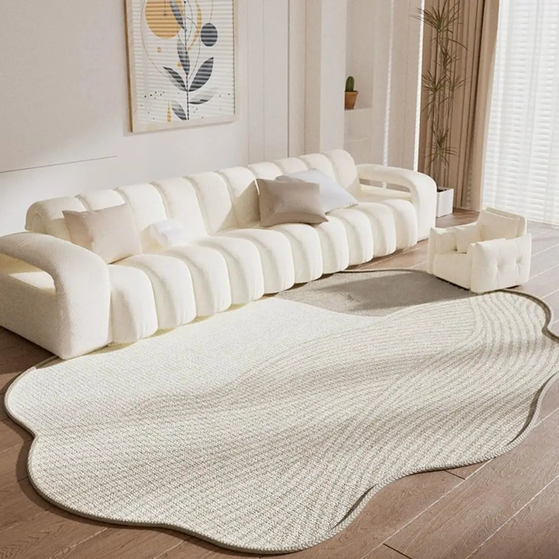 Irregular Shape Area Rug – Minimalist Abstract Living Room Carpet