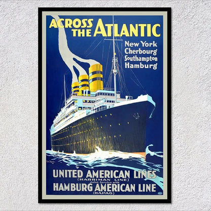 Vintage Travel Ship Poster – Blue Star Line Retro Ocean Liner Wall Art Unframed