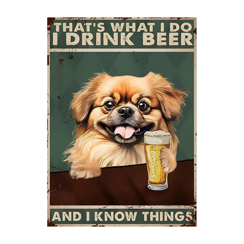 Funny Dog Beer Poster – That's What I Do I Drink Beer Wall Art