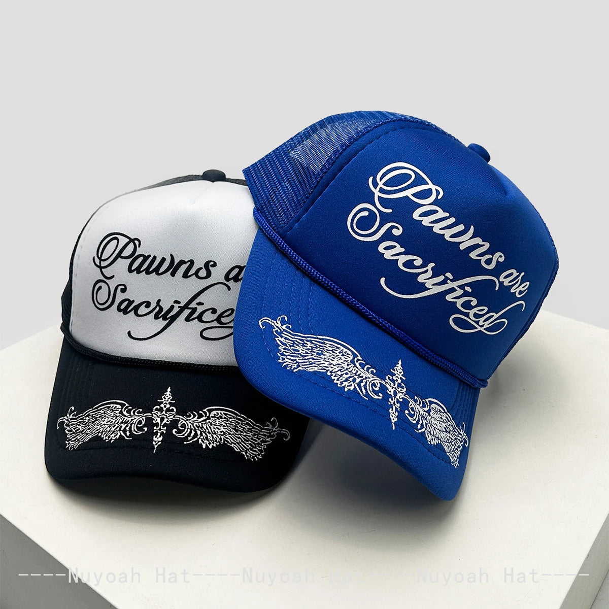 Mesh Trucker Cap with Wing & Letter Print – Unisex Hip Hop Baseball Hat