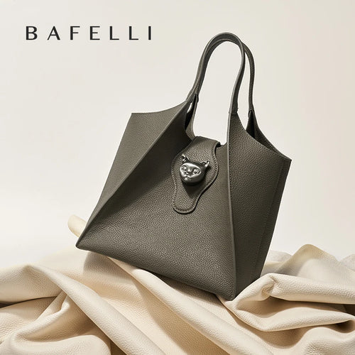 Genuine Leather Tote Handbag with Panther Clasp – Luxury Women's Bag
