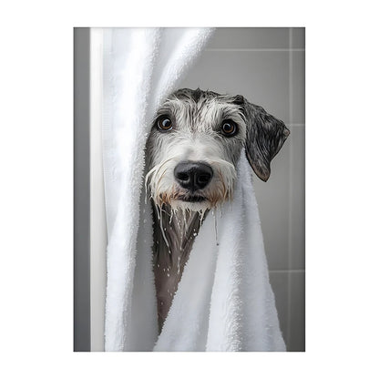Cute Dog Bathroom Wall Art Poster – Funny Shower Print