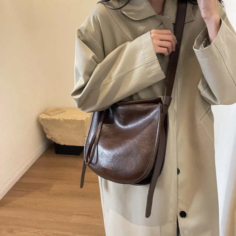 Retro PU Leather Crossbody Shoulder Bag for Women