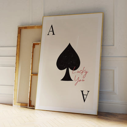 Lucky You Ace of Spades Wall Art Print – Playing Card Poster