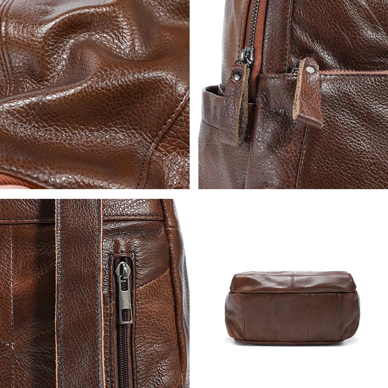 Genuine Cowhide Leather Backpack – Women's Luxury Travel Bag