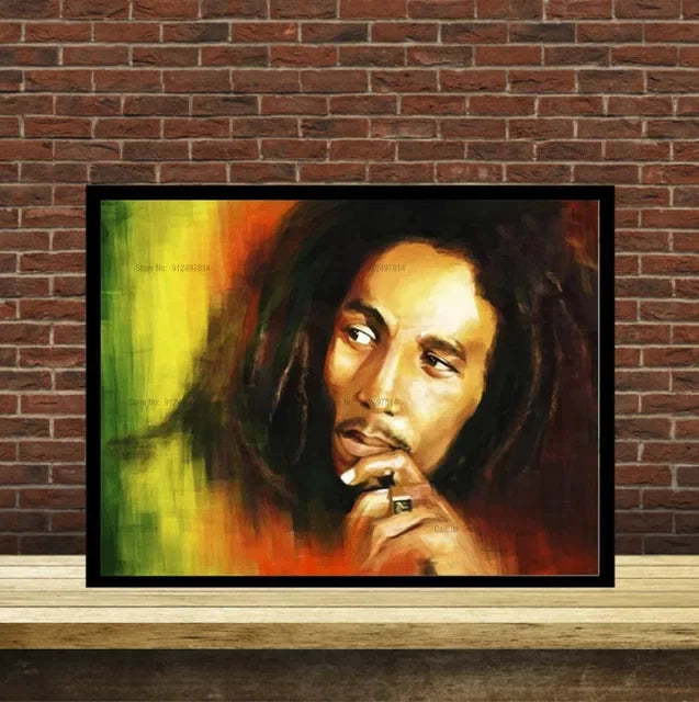 Bob Marley Black & White Canvas Wall Art Print – Music Legend Poster