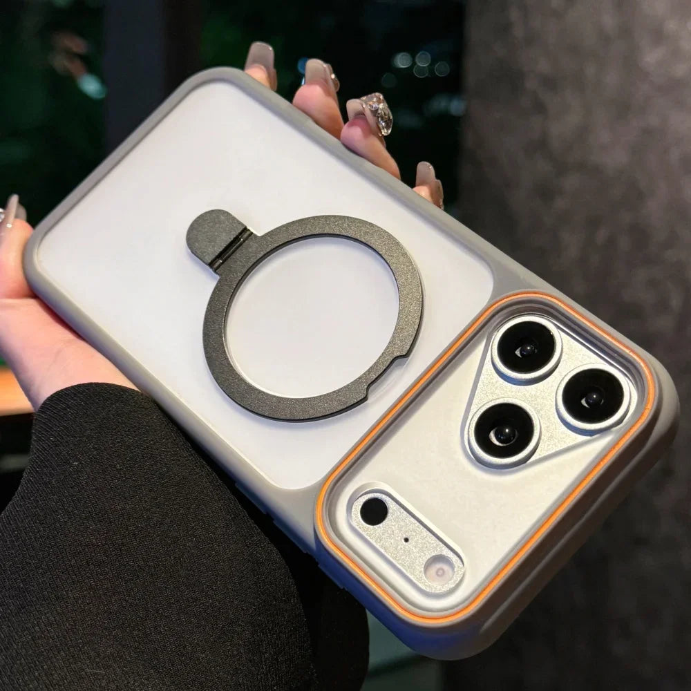MagSafe Frosted iPhone Case with Ring Holder Stand
