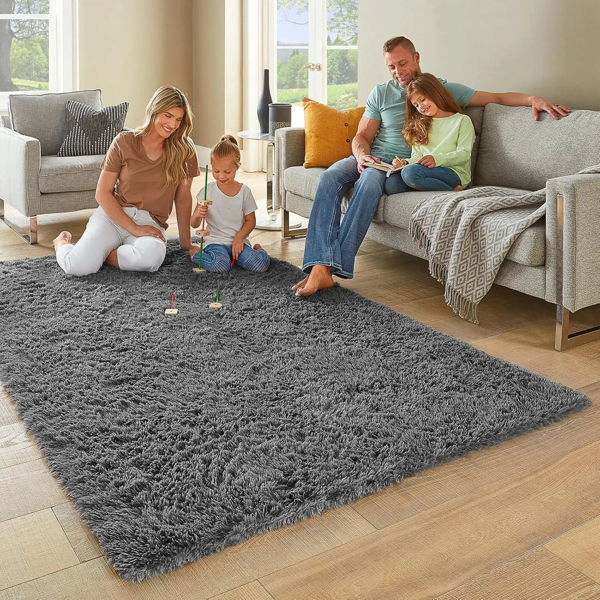 Tie-Dye Plush Shaggy Rug – Soft Carpet for Bedroom & Living Room