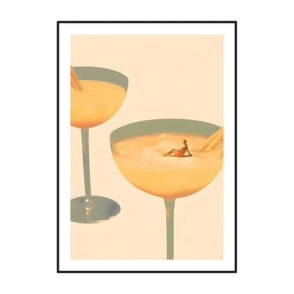 Surrealist Diver Wine Glass Wall Art Poster – Unframed Print