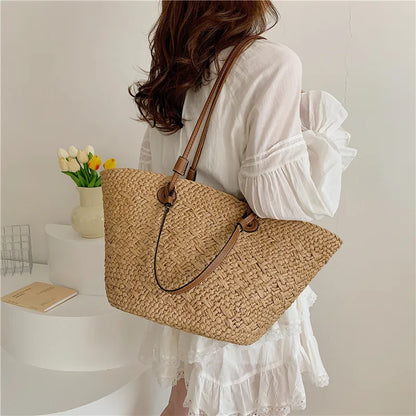 Straw Beach Tote Bag – Wicker Woven Women's Handbag