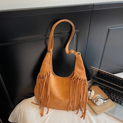 Design Faux Suede Shoulder Bags for Women Retro New Luxury Handbags