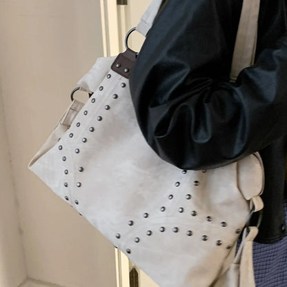 Retro Rivet Shoulder Bag for Women – Large Capacity Hobo Tote