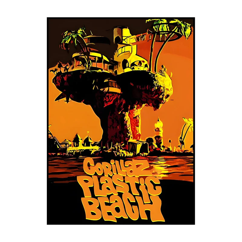 Gorillaz Poster – Anime Rock Band Wall Art Print for Music Fans
