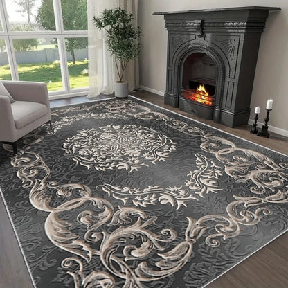 Bohemian Geometric Area Rug – Non-Slip Floral Medallion Carpet for Living Room & Bedroom