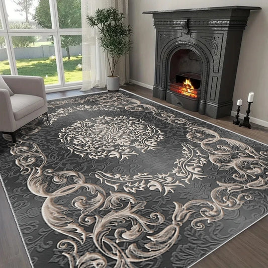 Bohemian Geometric Area Rug – Non-Slip Floral Medallion Carpet for Living Room & Bedroom