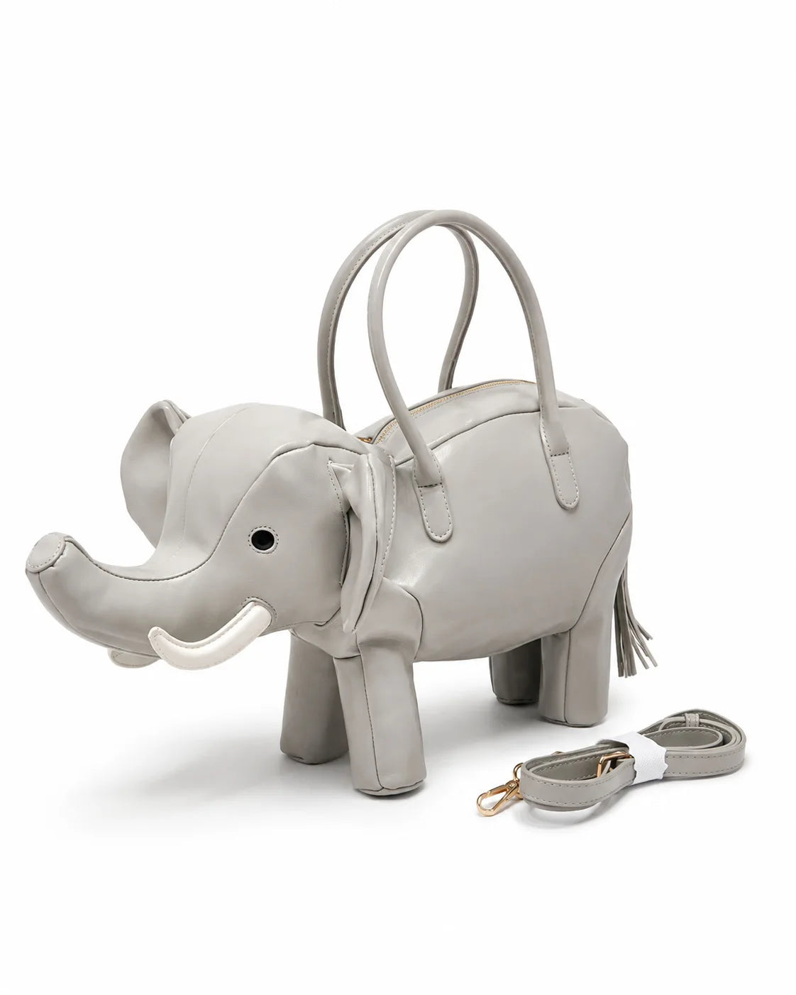 Creative Handbag Elephant Shape Shoulder Bag Pu Versatile Zipper Luxury Retro Casual Messenger