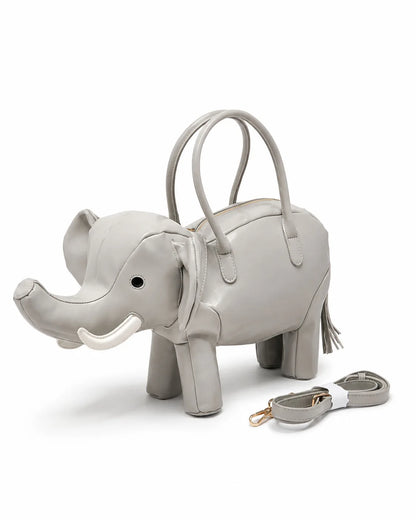 Creative Handbag Elephant Shape Shoulder Bag Pu Versatile Zipper Luxury Retro Casual Messenger
