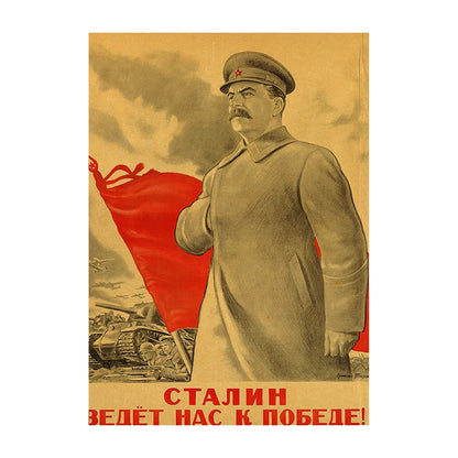 Soviet USSR Vintage Propaganda Poster – Stalin Portrait Retro Wall Art Print