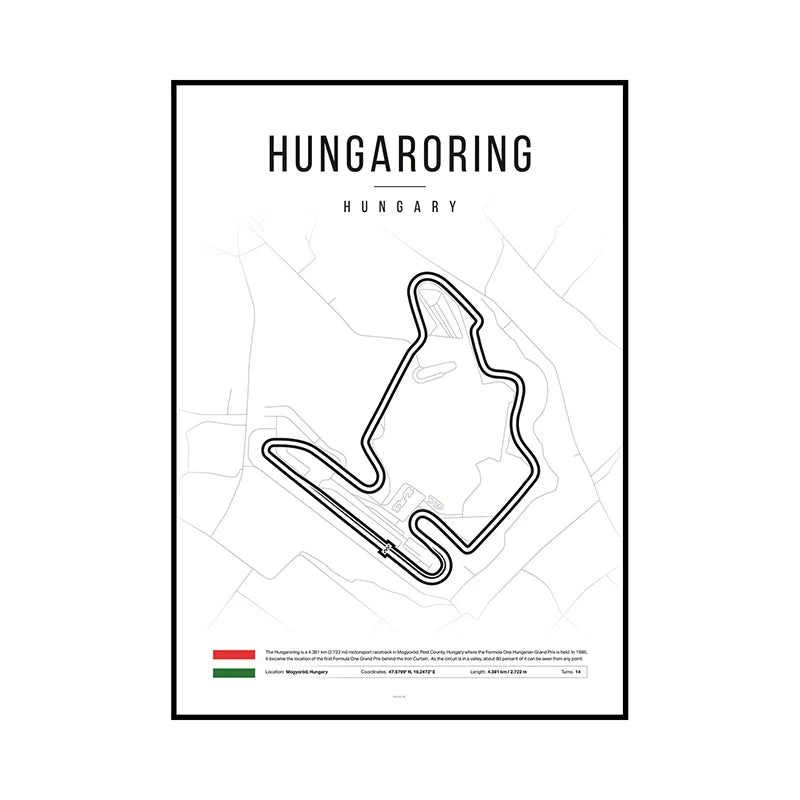 F1 Race Track Map Poster – Formula 1 Circuit Wall Art Print
