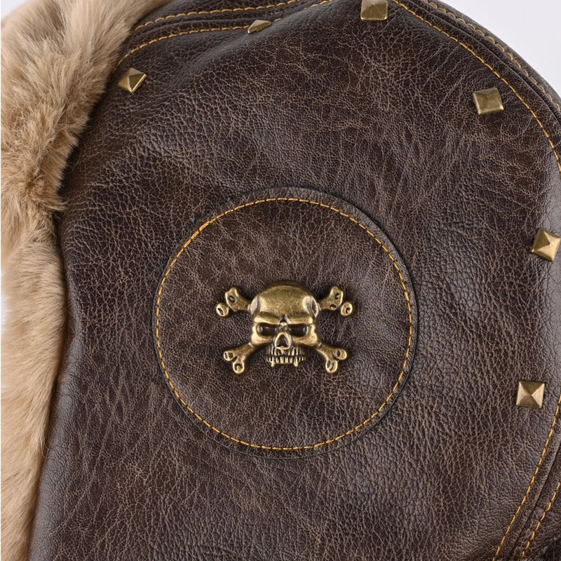 Skull Bomber Hat – Faux Fur Trapper Hat with Earflaps