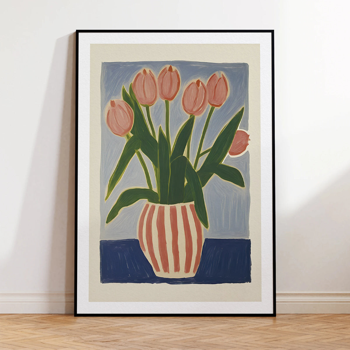 Pink Tulip Vase Wall Art Print – Floral Canvas Poster Home Decor