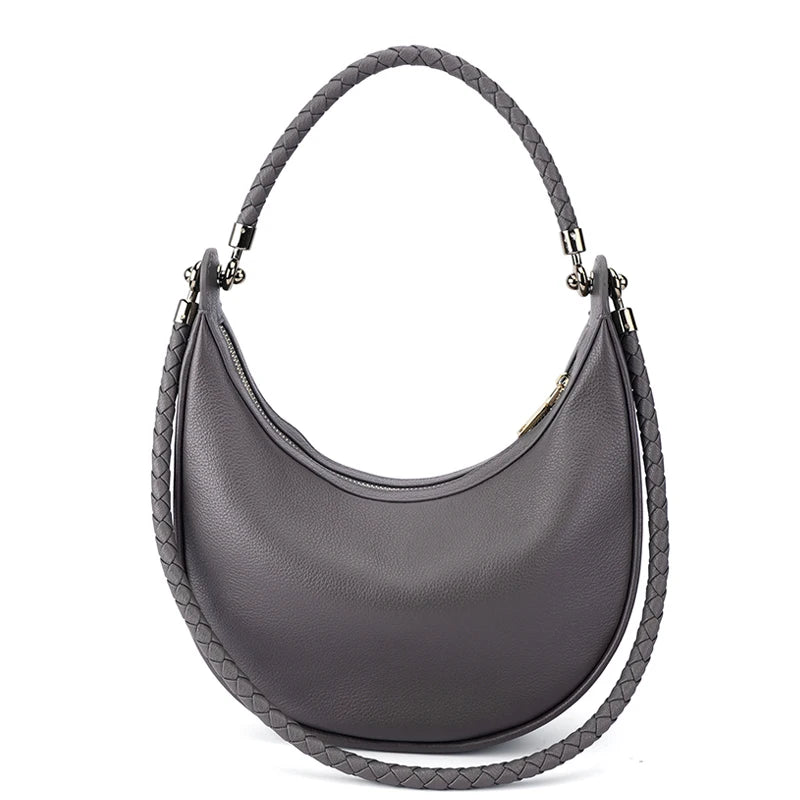 Women's Genuine Leather Shoulder Bag – Luxury Crescent Hobo