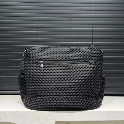 Neutral Mesh Spliced Nylon Shoulder Bag