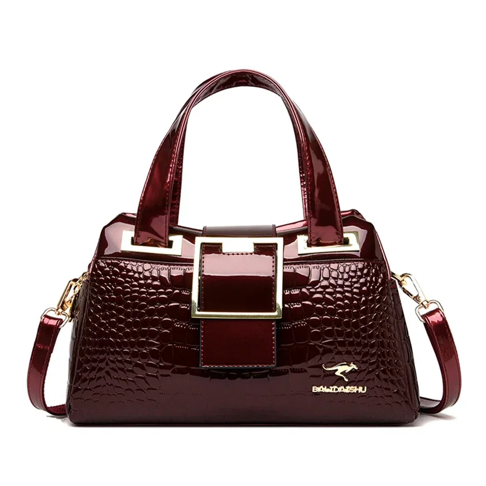 Luxury Patent Leather Tote Bag with Gold Hardware