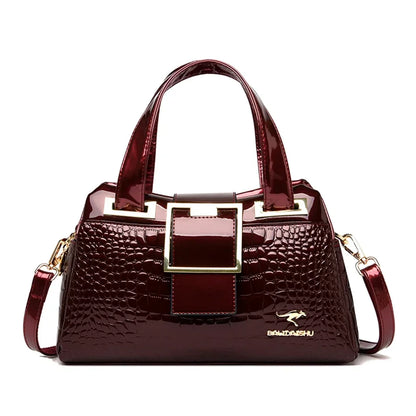 Luxury Patent Leather Tote Bag with Gold Hardware