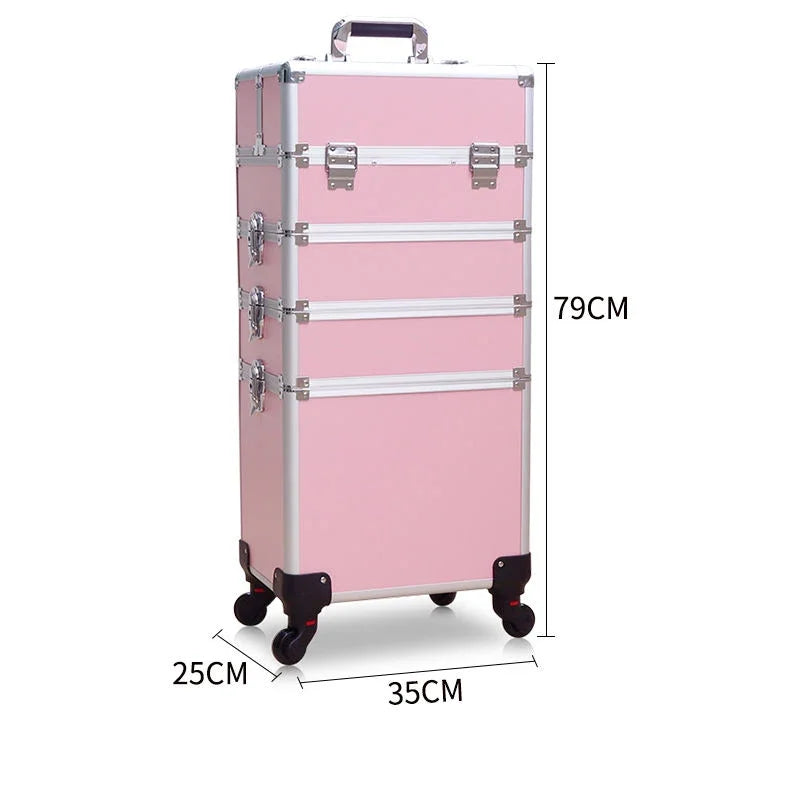 Large Professional Makeup Trolley Case – Multilayer Rolling