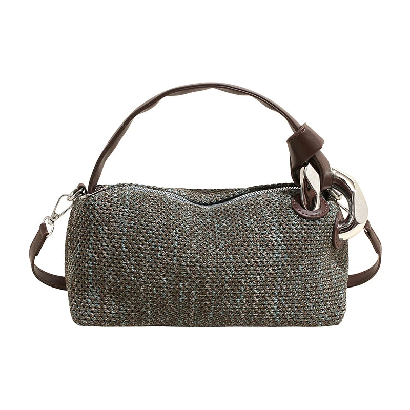 Straw Shoulder Bag for Women – Vintage Woven Crossbody Handbag