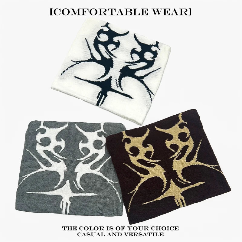 Flame Jacquard Beanie Hat – Unisex Hip Hop Knit Cap